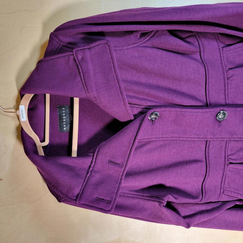 Metaphor Eggplant Purple Fleece Button Front Pockets Jacket Women Size L - Picture 6 of 10